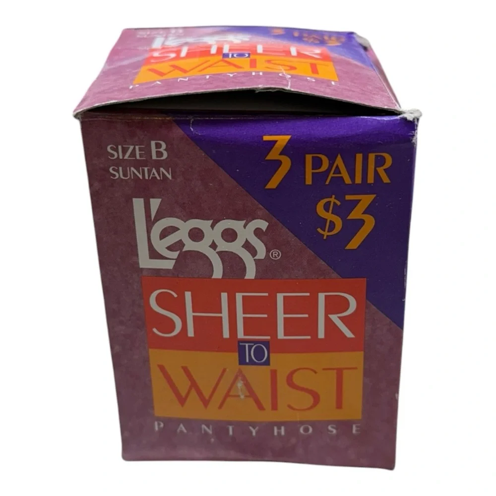 Vintage 3 Pairs Leggs Sheer To Waist Pantyhose Size B Off Suntan USA - Picture 2 of 5